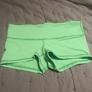 Green gingham Lululemon shorts